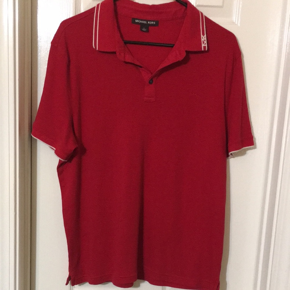 Michael Kors red collar polo shirt shorts sleeves size large